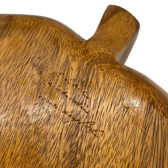 Midcentury Modern Vintage Tiki Blair Hawaii Monkeypod Wood Leaf Divided Tray - Picture 4 of 11